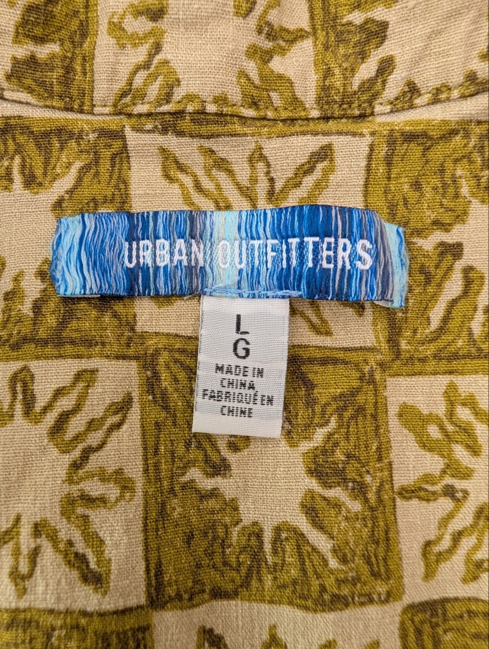 Urban Outfitters Freya Sunshine Collared Zip Mini Dress Sz L Linen Blend Green - Picture 2 of 12
